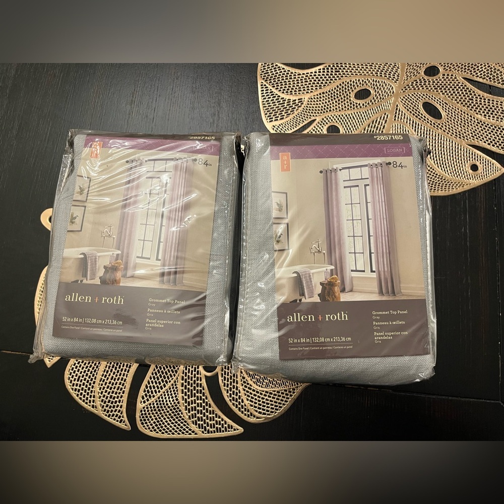 2PK Allen + Roth  52” X 84” Logan Gray Light Filtering Back Tab Single Curtain - Picture 5 of 7